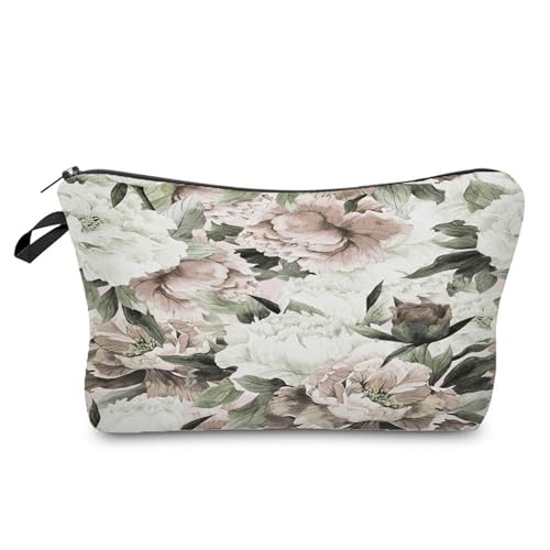 Neceser Maquillaje Flores De Peonía Portátiles Neceser Pequeño con Cremallera,Bolsa Maquillaje para Mujer,Monedero Pequeño Impresa