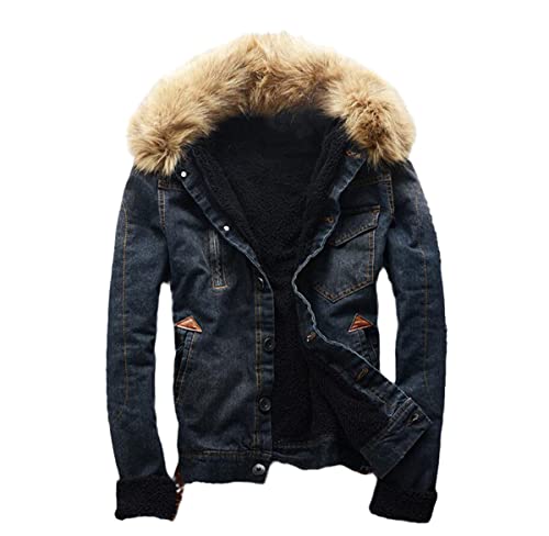 Veste en jean homme hiver noir denim épais doublé chaud pour le froid