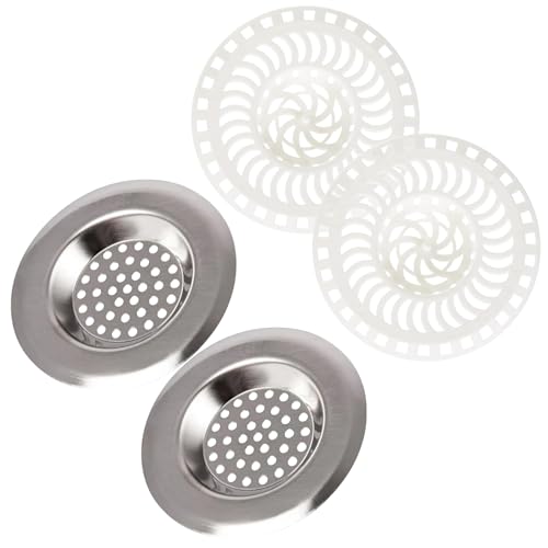 Filtro da Scarico per Lavandino.4 Pezzi 7,5cm Protezione per lo Scarico in Acciaio e Plastica Filtro per Lavello da Bagno e Cucina per Raccogliere Capelli da Lavelli, Vasca Da Bagno e doccia