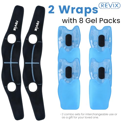 Image of REVIX Wisdom Teeth Ice Pack Head Wrap with 3D Sewing Jaw Ice Pack for Face Oral Surgery Pain Relief for TMJ, Tooth Extraction & Teeth Removed, Extra Snug Fit with 4 Hot Cold Gel Packs, Black-Packs 2