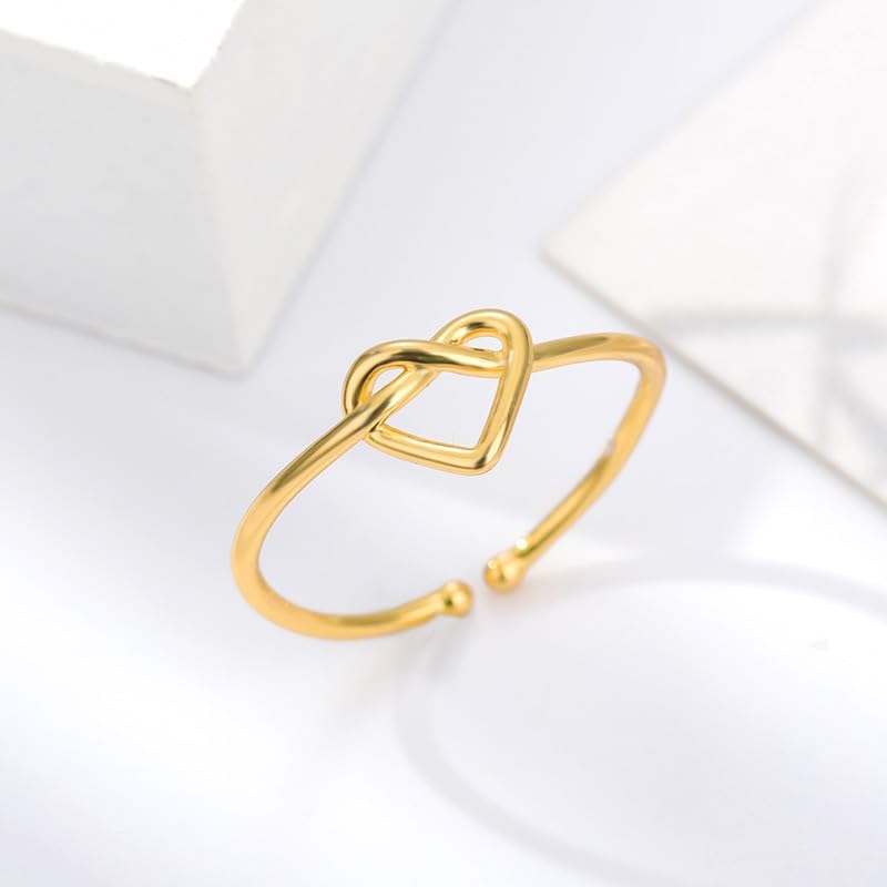 Heart Knot Ring Gold Infinity Stainless Steel Women Small Friendship Rings Minimalist Gold Ring Open Design Infinity Wedding Band For Women - Image 5