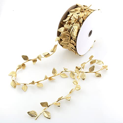 TAODAN Cinta de hojas doradas de 0.4 pulgadas, 20 metros, guirnalda de flores de vid de Navidad para novia