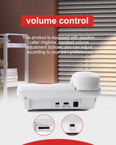 Image of Big Button Phone for Seniors, Large Button Phones for Elderly with Picture, Hand-Free Corded Phone with LED Call Alert, Adjustable Volume and 3 One-Touch Dialing for Elderly People, White