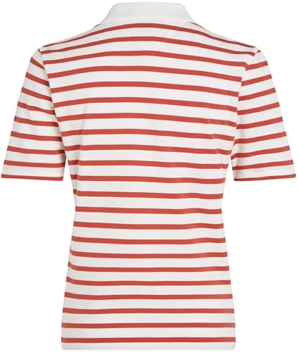 Tommy Hilfiger Damen Poloshirt Kurzarm Stripe Slim Fit, Mehrfarbig (Breton STP/Ecru/Terra Red), XL – Ansicht 6