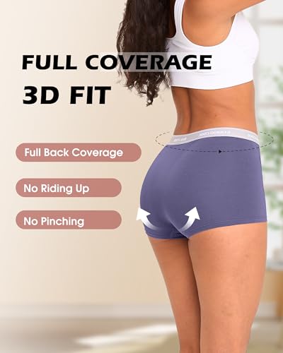 BAMBOO COOL Womens Boyshort Panties Cooling Underwear Soft Lightweight Moisture Wicking Boxer Briefs for Ladies 4 Pack4