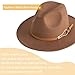 EOGIMI Fashion Women Wide Brim Fedora Floppy Panama Hat with Belt Buckle Khaki