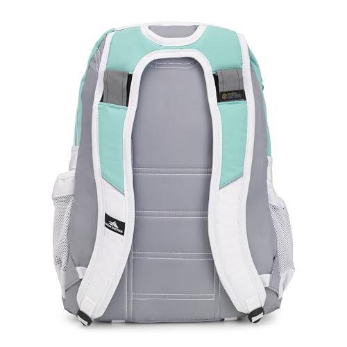 Image of High Sierra Loop Backpack, Travel, or Work Bookbag with tablet sleeve, One Size, Aquamarine /White /Ash