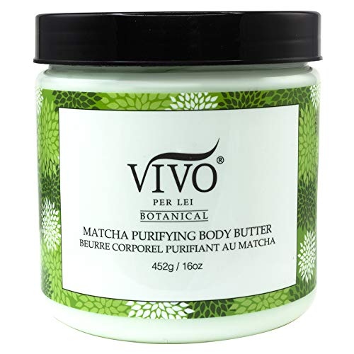 Vivo Per Lei Matcha Body Butter Cream - Moisturizing Body Butter with Green Tea and Shea Butter - Non-Greasy Anti Aging Cream - Luxurious Indulgence with Body Firming Cream, 452 g