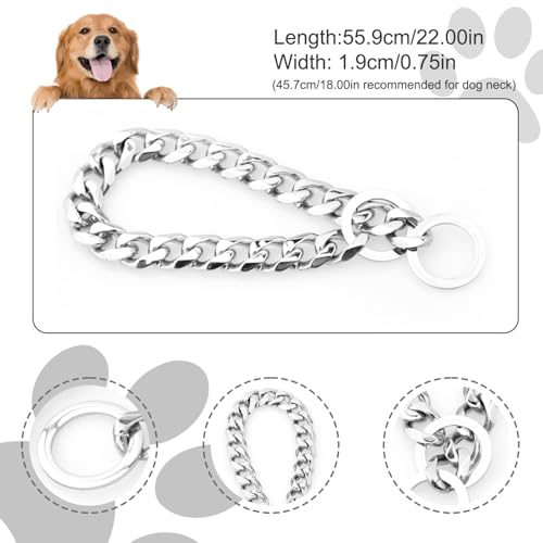Hundehalsband mit Kette, 55, 9 cm lang, ausgehöhltes Chokerhalsband für Hunde, lustige DIY-Hundekette in Silber, Edelstahl-Kettenhalsbänder für große Hunde, Rottweiler-Halsband für Tierliebhaber