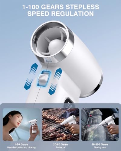 Image of Electric Compressed Air Duster Cordless: 60 MPH High Wind Speed Mini White Air Blower for Electronics Portable Computer Cleaner Hand Keyboard Cleaning Powerful Duster for Car, Fans and Other Sences