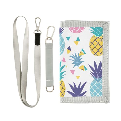 ALAZA Kids Wallets for Boys Girls Toddler Trifold Wallet Children Small Colorful Pineapple with Zipper Coin Pocket