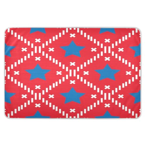 susiyo Happy Independence Day Blue Star Bed Pads for Incontinence Mattress Protector Anti-Slip Waterproof Pads (56