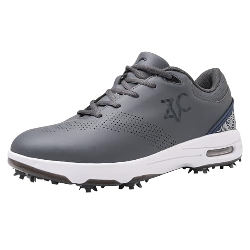 ZVC Golf Shoes Men with Spikes Non-Slip Water-Resistant...