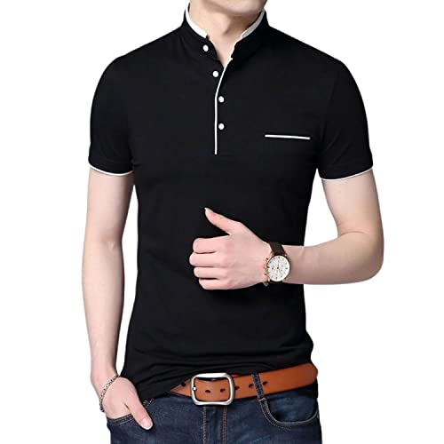 Image of Stylish and Handsome Mandarin Collar Half Sleeves T Shirt for Men Combo (Pack of 1)