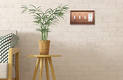 Image of Sunken Pearls Heavy Duty Decorative Wall Plate Switch Plate Outlet Cover (Triple Toggle /Single Decorator, Antique Copper)