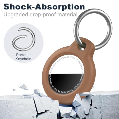 Image of MOLOSLEEVE Case for AirTag 2nd Gen (2026) & 1st Gen, Shockproof Holder Anti-Scratch Protective Cover for Air Tags, Men's Women's Keyrings & Keychains for Keys, Luggage, Bags, Brown
