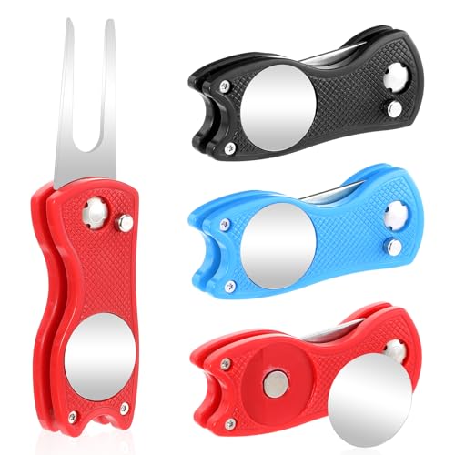 3Pcs Golf Divot Repair Tool for Golfers, Divot Golf Tool, Foldable Foldable Metal Green Tools Pop-up GolfDivot Tools and Ball Marker Divots Turf Fork for GolfLover Pitch Mark Divots Tooll