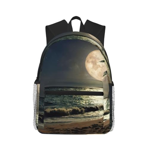 Mochila de viaje universitaria EdWal negra para laptop de 15.7" con diseño de palmeras