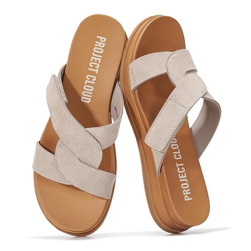 Image of Project Cloud Wedge Sandals for Women 2026 - Comfortable Soft & Plush Insole Strappy Womens Sandals with Lightweight and Non-Slip Durable Outsole