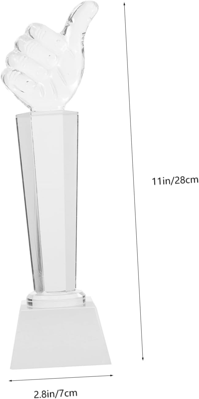 Hemoton Realistic Crystal Trophy Thimbs up Trophy for Office Decor Workers Cup