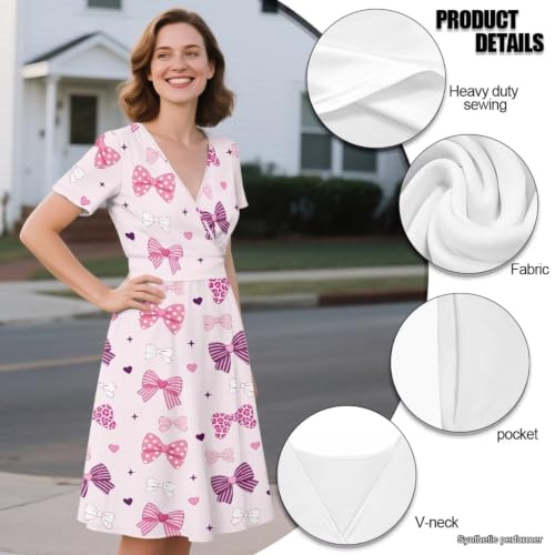 Image of Women's Summer Dresses Short Sleeve Formal Dresses with Pockets
