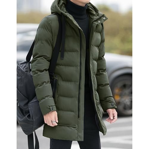 Men's Hooded Quilted Bomber Jacket Winter Warm Padded Coats Full Zip Up Windproof Resistant Insulated Jackets (Green,Large)3
