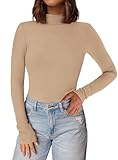 Size attention: XS=0-2; S=US 4-6; M=US 8-10; L=US 12-14; XL=US 16-18; 2XL=20. Make of 92%Viscose, 8%Elastane, turtleneck tops for women is lightweight but not see through, slim fit but so stretchy and comfort. Wearing this long sleeve shirts for wome...