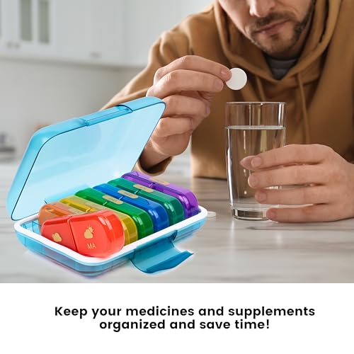 Image of Premium Weekly pill organizer 2 times a day, Medicine organizer box| Medicine box for Home, portable travel pill box weekly with large compartments moisture-proof pill case for vitamin, Medicine, pills, supplements
