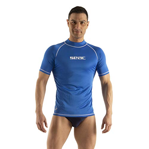 SEAC Short Man T-Sun-Pantalón Corto para natación, Surf, Buceo, protección UV, Hombre, Azul, S