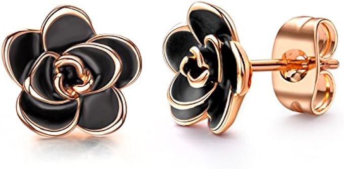 Rose Flower Stud Earrings for Sensitive Ears Hypoallergenic, Cute Gold And Silver Ear Studs for Women Girl, Nickel Free
