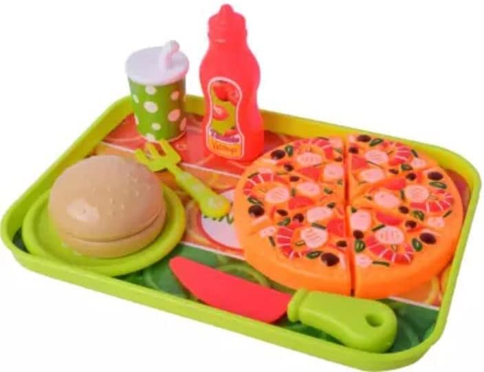 Buy Pizza Fast Food Kitchen DIY Pretend Role Play Toy Set for Boys&Girls Kids 14 Pieces Multi