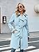 Betusline Women's Long Trench Coat Waterproof Double Breasted Classic Windbreaker Jacket Lapel Overcoat Outerwear with Belt, Light Blue, M