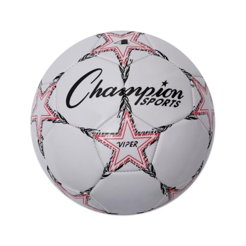 Champion Sports Viper Soccer Ball, Size 4 – Soft Touch TPU Cover, Airlock Bladder – Ages 8-12 – Red/Black/White