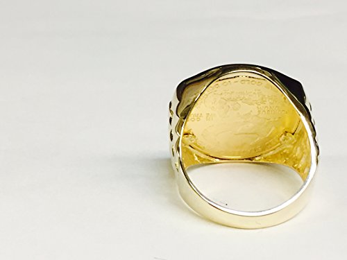 22K-14K Fine Gold 1/4 Oz Us American Eagle Coin In Heavy 14K Gold Mens Ring (1424 #TOP2