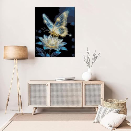 Image of Butterfly Flower Stamped Cross Stitch Kits Flower Cross Stitch Patterns,Dimensions Cross Stitch Kits Embroidery Kit Arts and Crafts for Beginners 15.7x11.8 inch