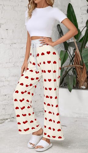 Image of Women Pajama Pants Comfy Lounge Wide Leg Casual Stretch Palazzo Drawstring Pj Bottoms Pants S-3XL