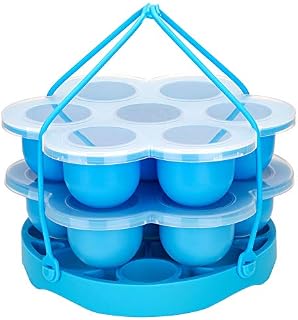 PRAMOO Silicone Egg Bites Molds and Egg Steamer Rack Trivet with Sling, Compatible