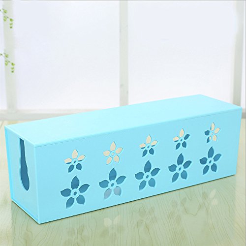 Yazi azul caja de cable organizador de alambre de plástico de almacenamiento caso flores patrón gran casa dormitorio decoración