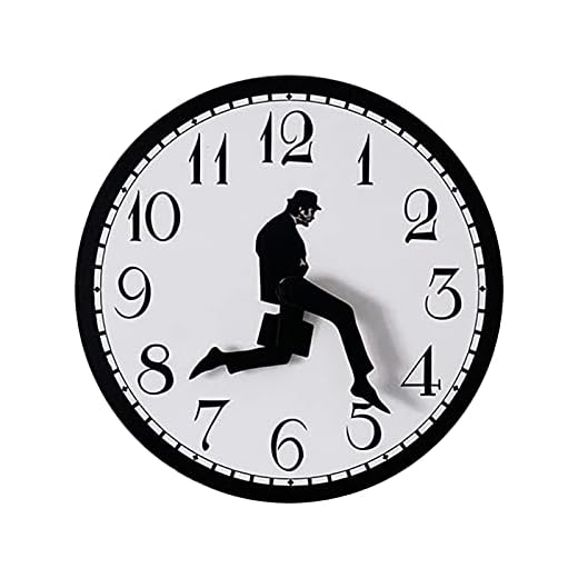 KASCLINO Silly Walk Wall Clock, Home Decor Walking Silent Wall Clock Battery Powered, Round Silent Modern Wall Clocks Wooden Craft, for Bedroom Kitchen Living Room School Gifts(Black)