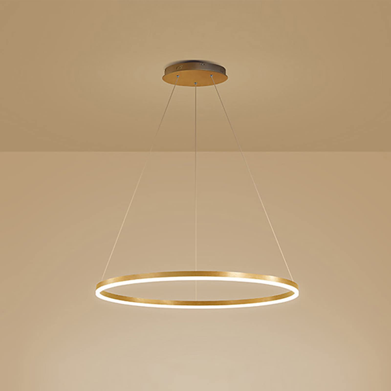 ZXSRGDHX Single Ring LED Pendant Light Nordic Modern Circle Chandelier Adjustable Hanging Lamps for Living Room Kitchen Island Dining Table(80cm, 50W,Gold, Warm White)