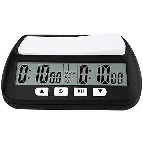MOSTRUST Chess Clock Digital Chess Timer Professional for Board Games with Alarm, 3-in-1 Multifunction Portable Chess Clock, 2 AA Battery Included (Black) Cover