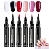 Stylo Vernis à Ongles 6 Couleurs, Vernis Gel Uv Semi Permanent, Feutre Verni à Ongles Uv, Crayon Vernis à Ongles, Vernis Stylo, Stylos Nail Art Ongle, Accessoires De Peinture Pour Manucure (A)