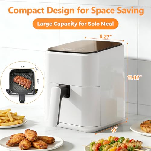 Image of Simple Deluxe 8-in-1 Air Fryer 3 Qt, Digital Preset Airfryer with Overheat Protection and Auto Shut-Off, Nonstick and Dishwasher-Safe Basket for Fries, Bake, 60-Min Timer, Max 400F, 800W, White