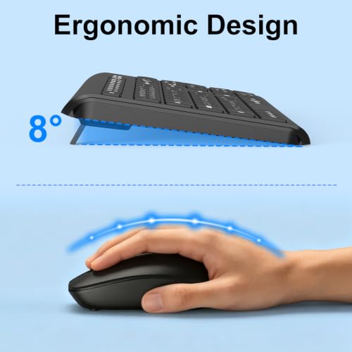 Wireless Keyboard and Mouse Combo, Full Size, Silent Typing, Ergonomic, Long Battery Life, Optical Mouse, 2.4G Lag-Free Cordless Mice Keyboard for Computer, Mac, Laptop, PC, Windows by ULSOU - Used condition - Image 5