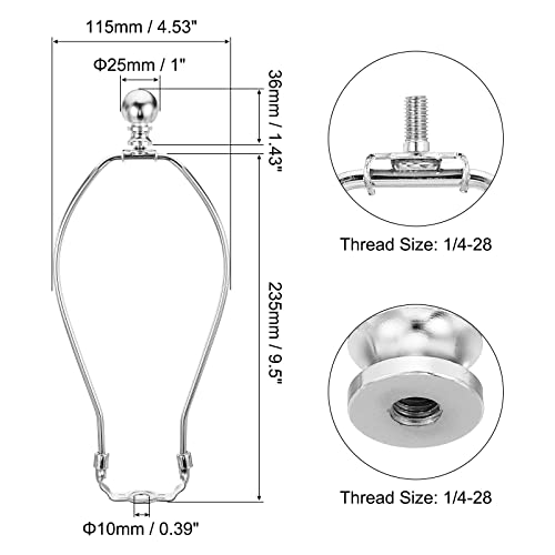 PATIKIL 9.5 Inch Lamp Harp Kit with Finial, 1 Set Detachable Shade Bracket Holder - Image 2