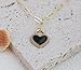 Jovialpixie Elegant 14K Gold Plated Black Heart Locket Necklace for Women, Dainty Adjustable 16