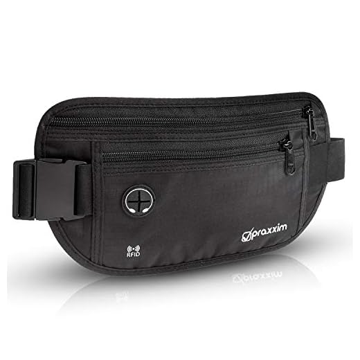 praxxim Bauchtasche für Damen und Herren - EXTRA FLACH - Hüfttasche für Handys bis 7 Zoll - Gürteltasche ideal zum Sport, Reisen und als Lauftasche für Jogging - Bauchtasche schwarz, stylisch