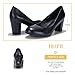 IDIFU Women's Sherry Dress Low Block Chunky Heels Pumps Closed Round Toe Shoes for Wedding Office Evening (Black Pu, 7.5 M US)