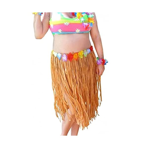 Newcreativetop 24" adult's flowered luau hula skirts pack of 6 grass color - image 6