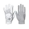 GH CLUB Men's Golf Glove Worn on Left Hand 2 Pack Non-Slip Silicone Extra Grip Synthetic Leather Durable Polyurethane All Weather (White, Medium)